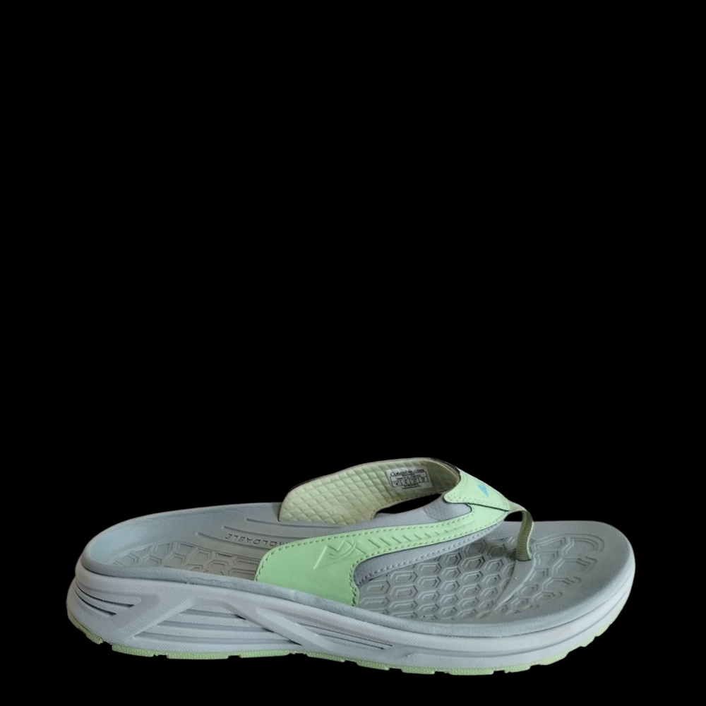 Adidas Lime Green and White Flip Flops - Picture 4 of 12